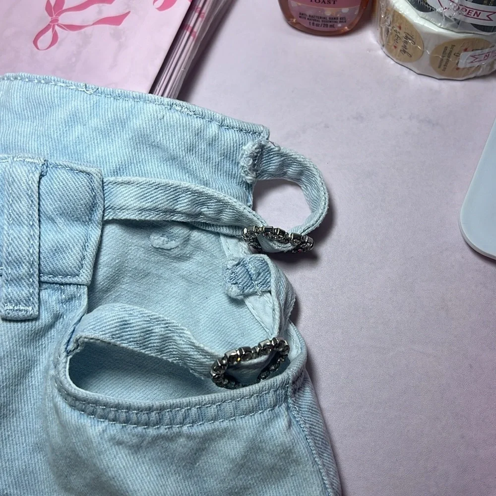 Bershka Light Blue Denim Women Shorts